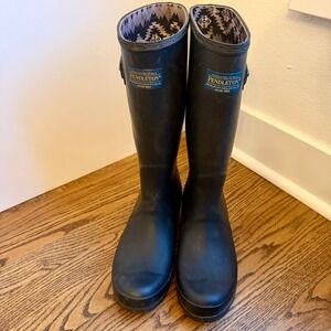 Pendleton Tall Rubber Rain Boots Womens Size 9 Black Lining Buckle Southwestern